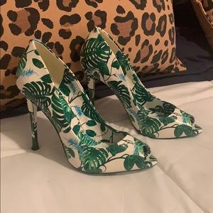 Aldo Monstera Leaf Print Peeptoe Pumps🌿